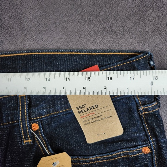Levis 550 Jeans Mens 36x30 Blue Dark Wash Relaxed Fit Tapered Cotton Denim NEW - Picture 7 of 11